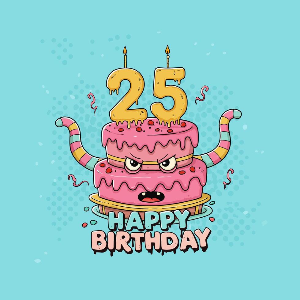 A monstrous twenty five birthday cake design vector