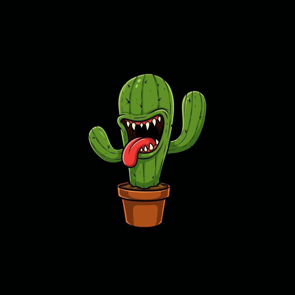 A Monster Cactus Plant In A Brown Pot vector