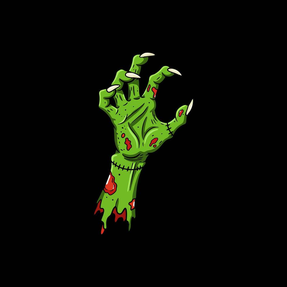 A Green Zombie Hand Reaches Out From Darkness vector