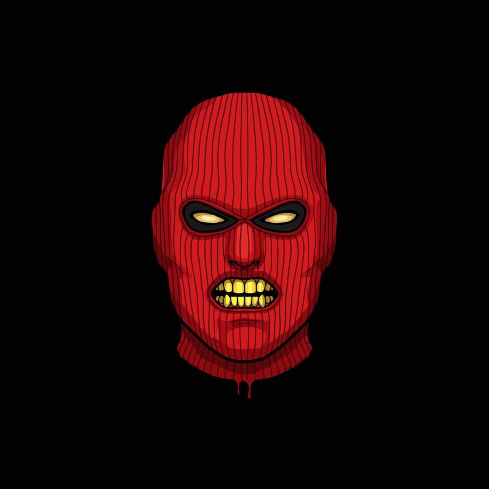 Angry Red Masked Figure With Gold Teeth vector