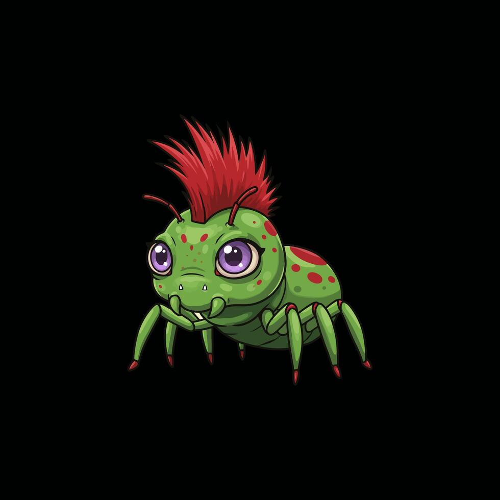 A Cute Green Spider With A Red Mohawk vector
