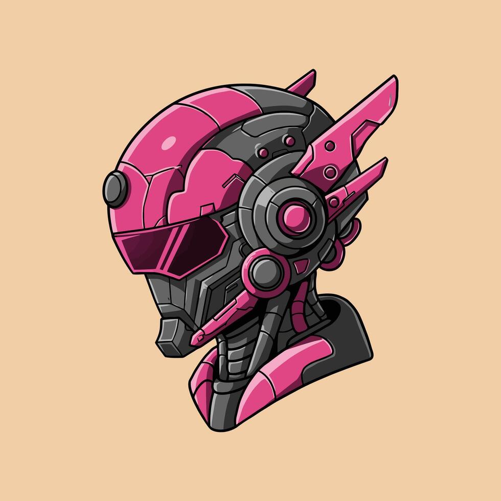 Futuristic Pink and Grey Robot Head Design vector