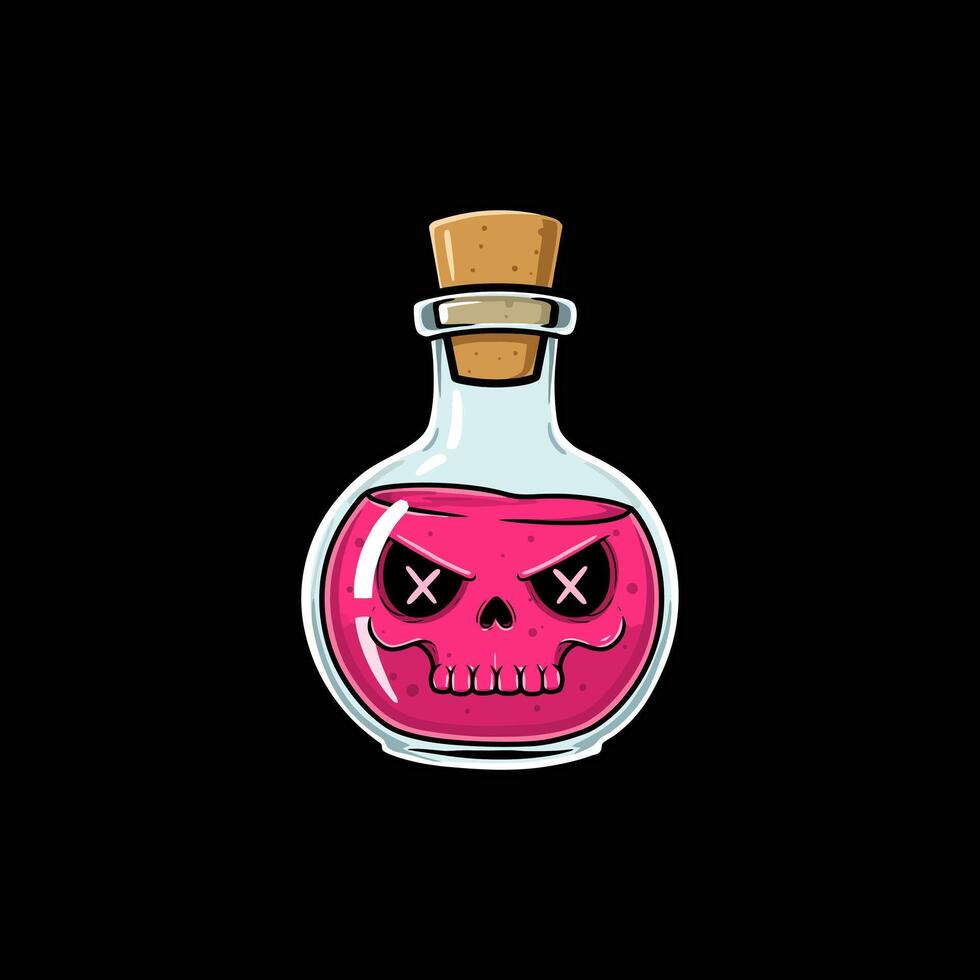 Pink Potion Bottle With Skull Design vector
