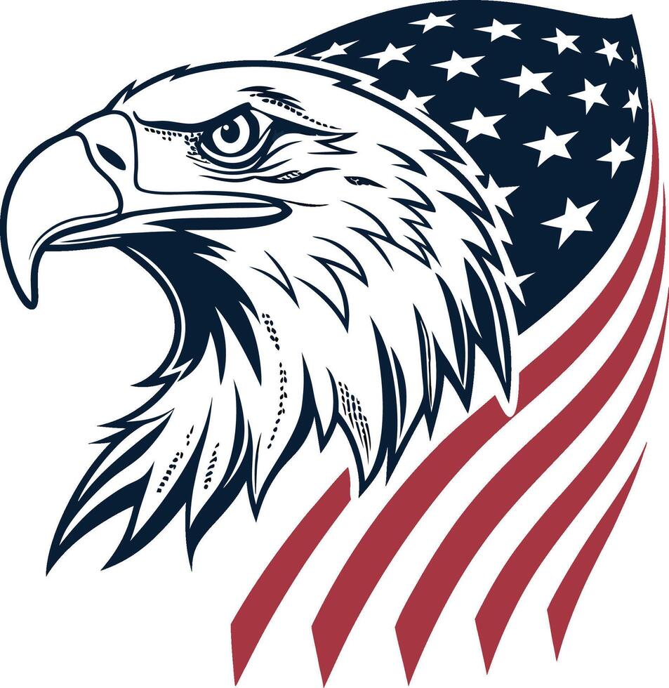 Eagle head with American flag design pattern design vector