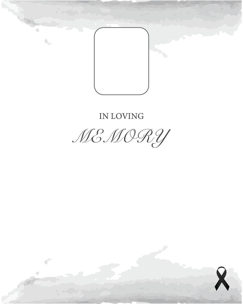 Funeral empty card. Empty card. Digital Funeral invitation with black frame for photo vector