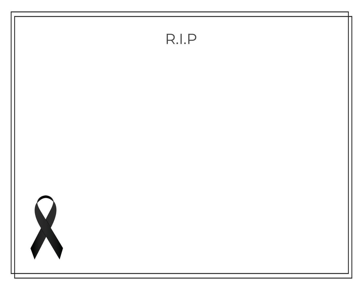Funeral empty card. Empty card with black frame and church cross. Rest in peace vector