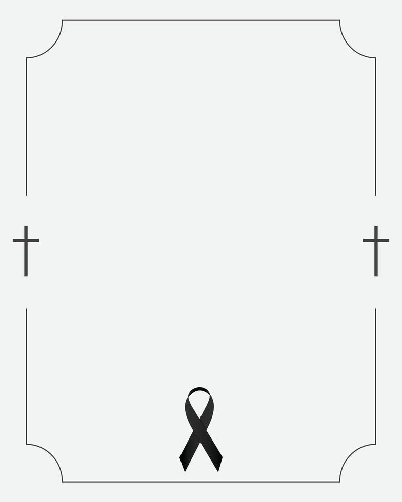 Funeral empty card. Empty card. Digital Funeral invitation with black church crosses vector