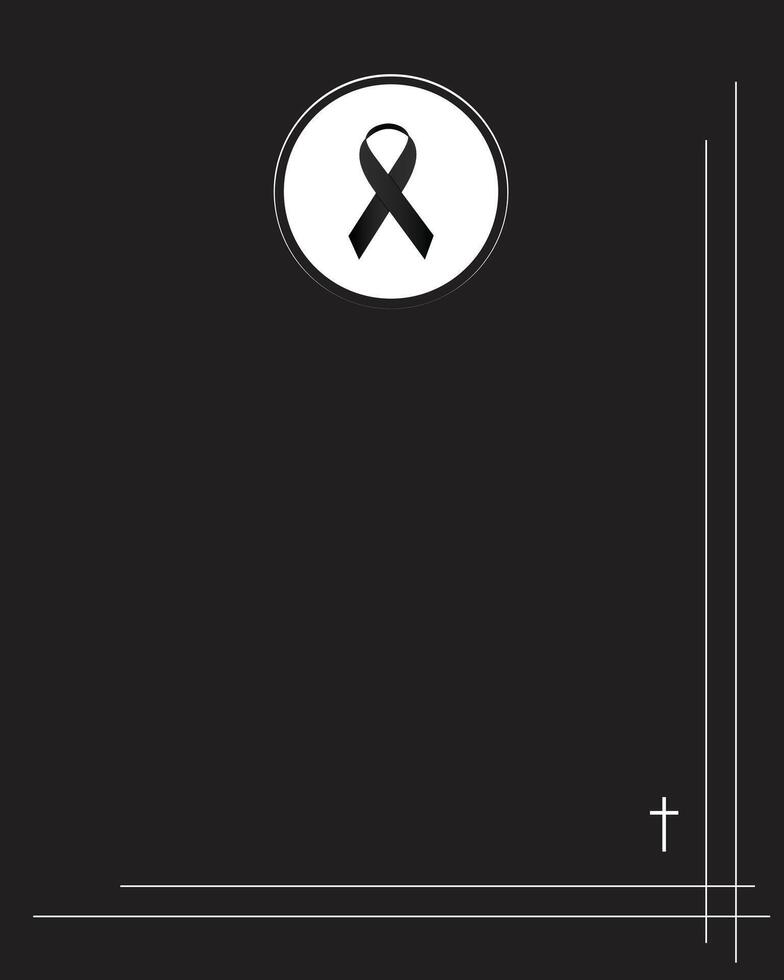 Funeral empty card. Empty card. Digital Funeral black ribbon and frame vector