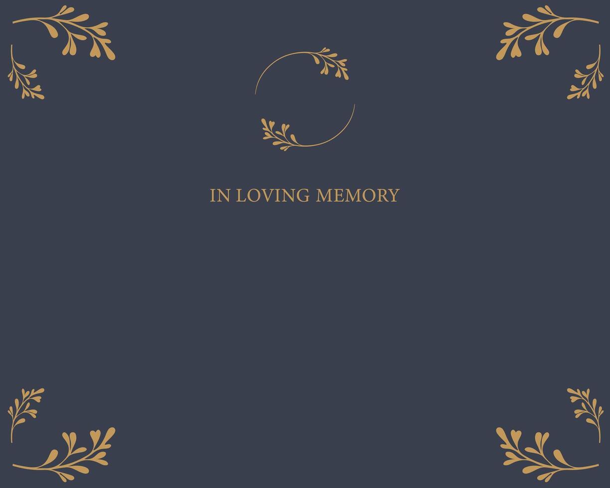Funeral empty card. Empty card. Digital Funeral invitation with black frame and leaves and photo space vector