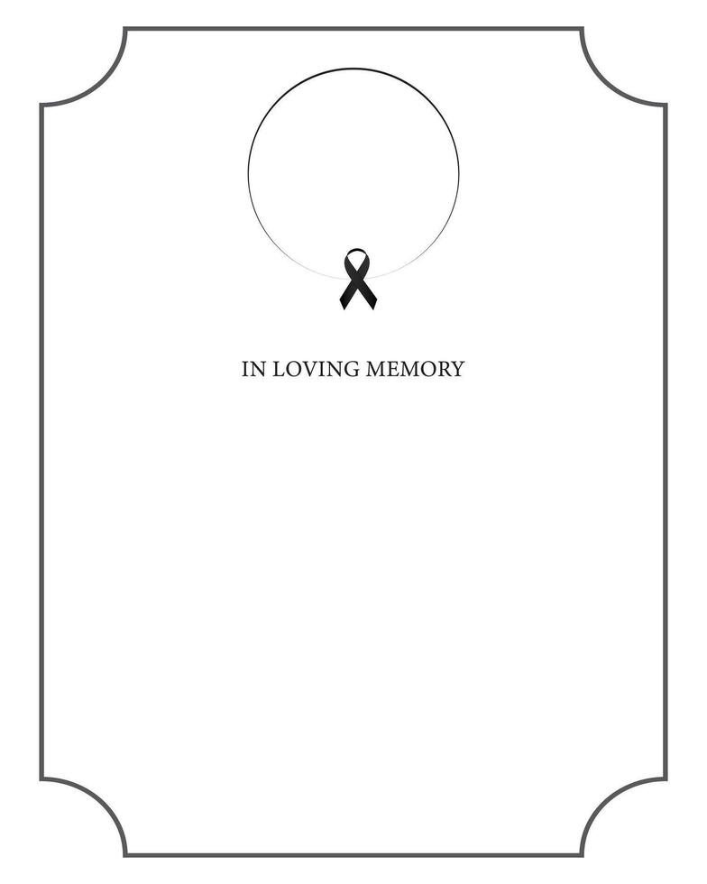 Funeral empty card. Empty card. Digital Funeral black ribbon in the centre vector