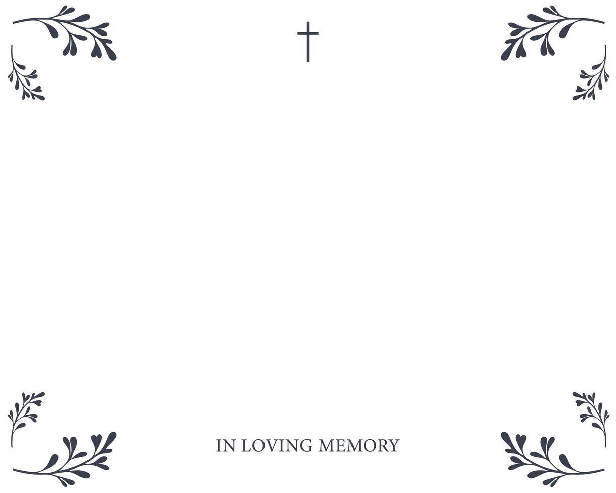 Funeral empty card. Empty card. Digital Funeral invitation. White card vector