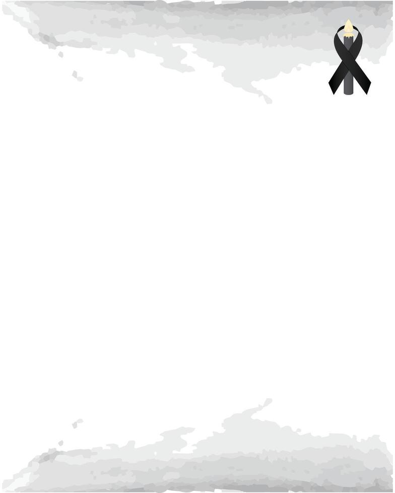 Funeral empty card. Digital Funeral black ribbon and candle. vector