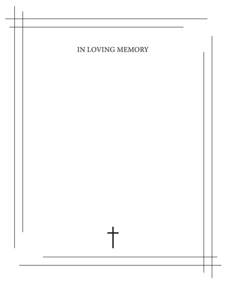 Funeral empty card. Empty card. Digital Funeral invitation with black church cross vector