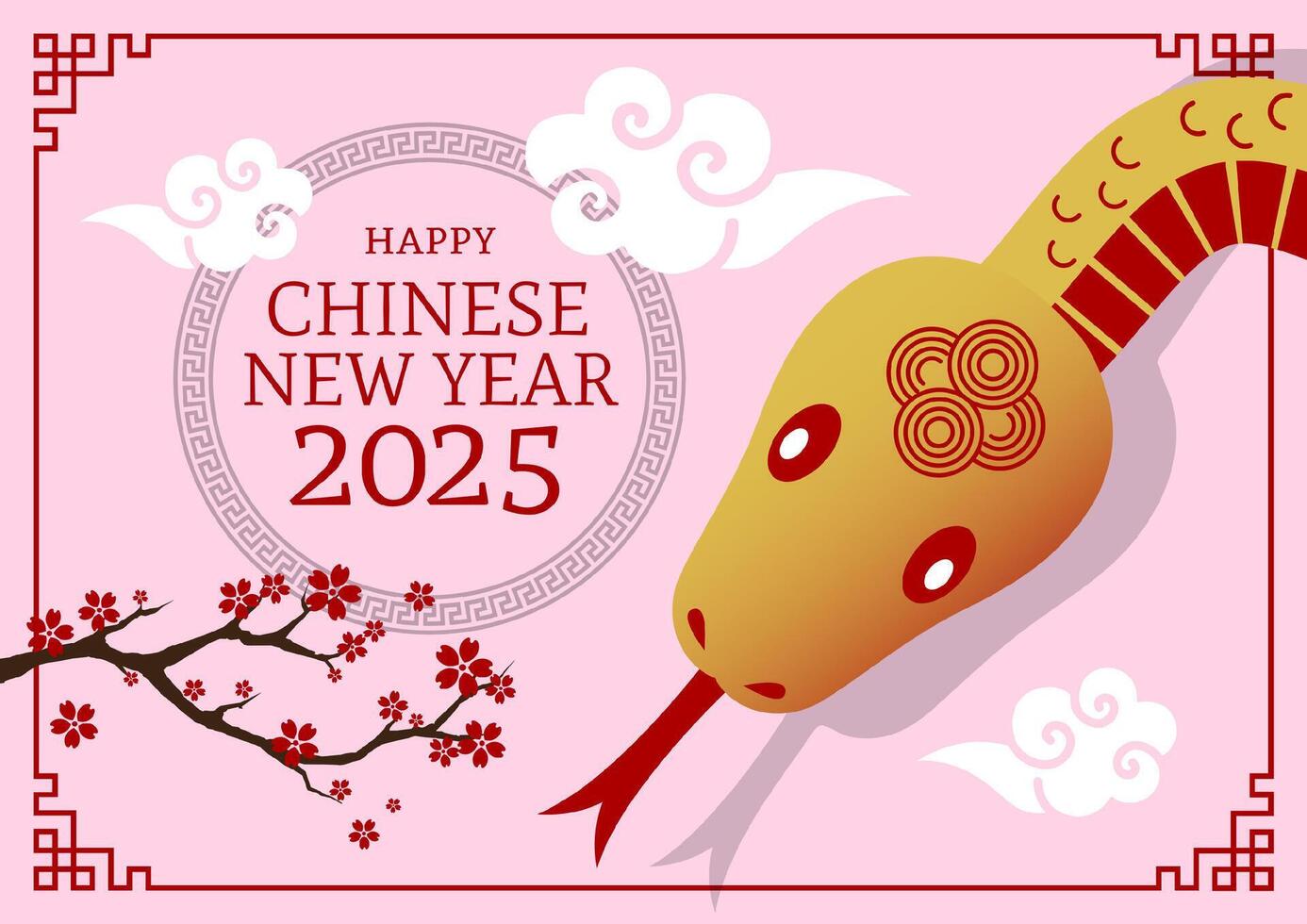 Happy Chinese New Year 2025 with giant snake head and chinese ornaments 55009539 Vector Art at