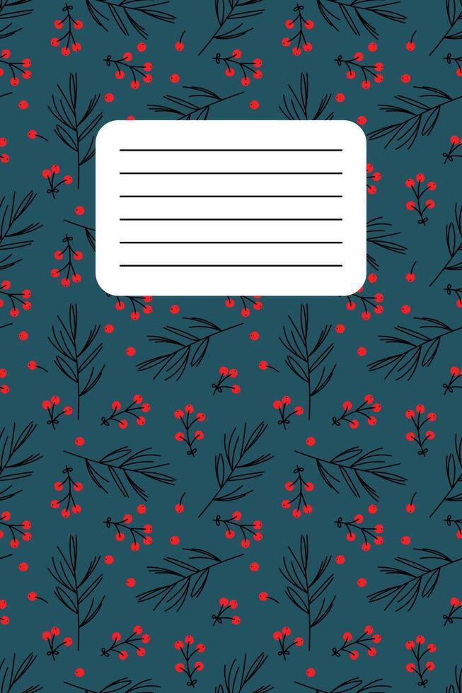 Beautiful floral patterned notebook cover with contrasting colors and simple design elements vector