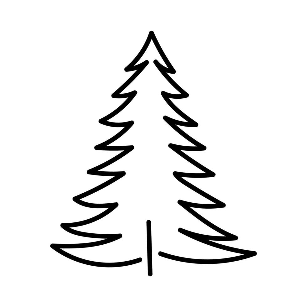 Simple line drawing of a pine tree in black and white, suitable for various artistic uses vector