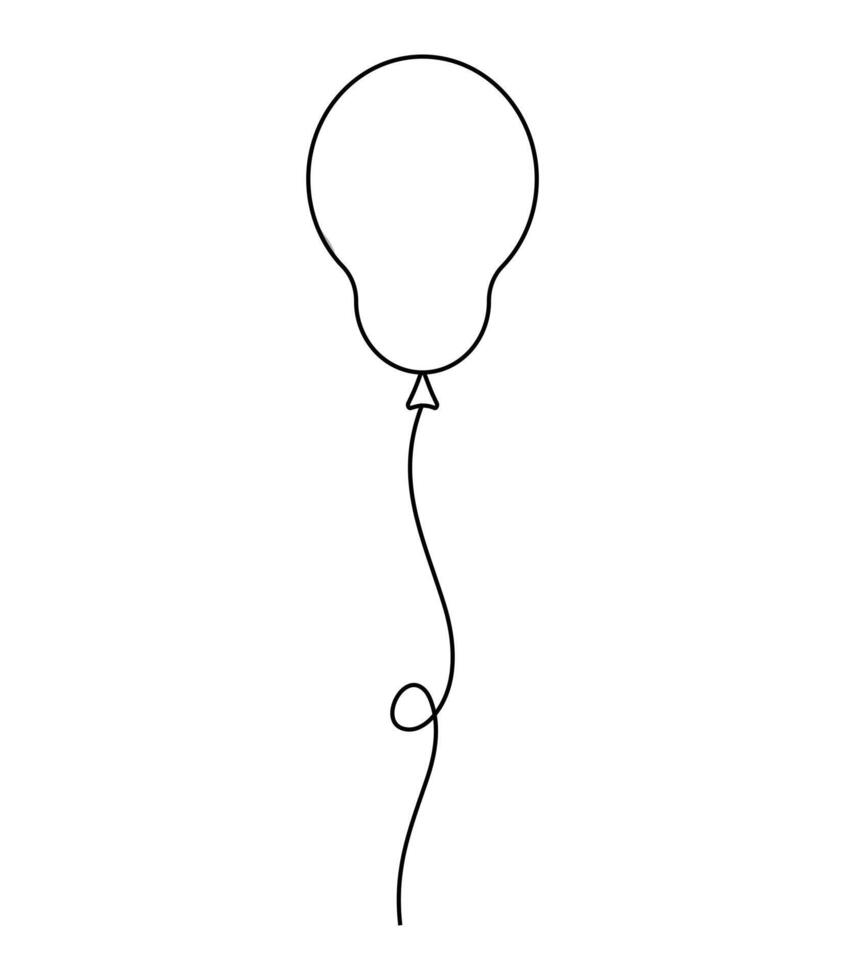Simple outline of a balloon floating upward in a minimalistic design vector