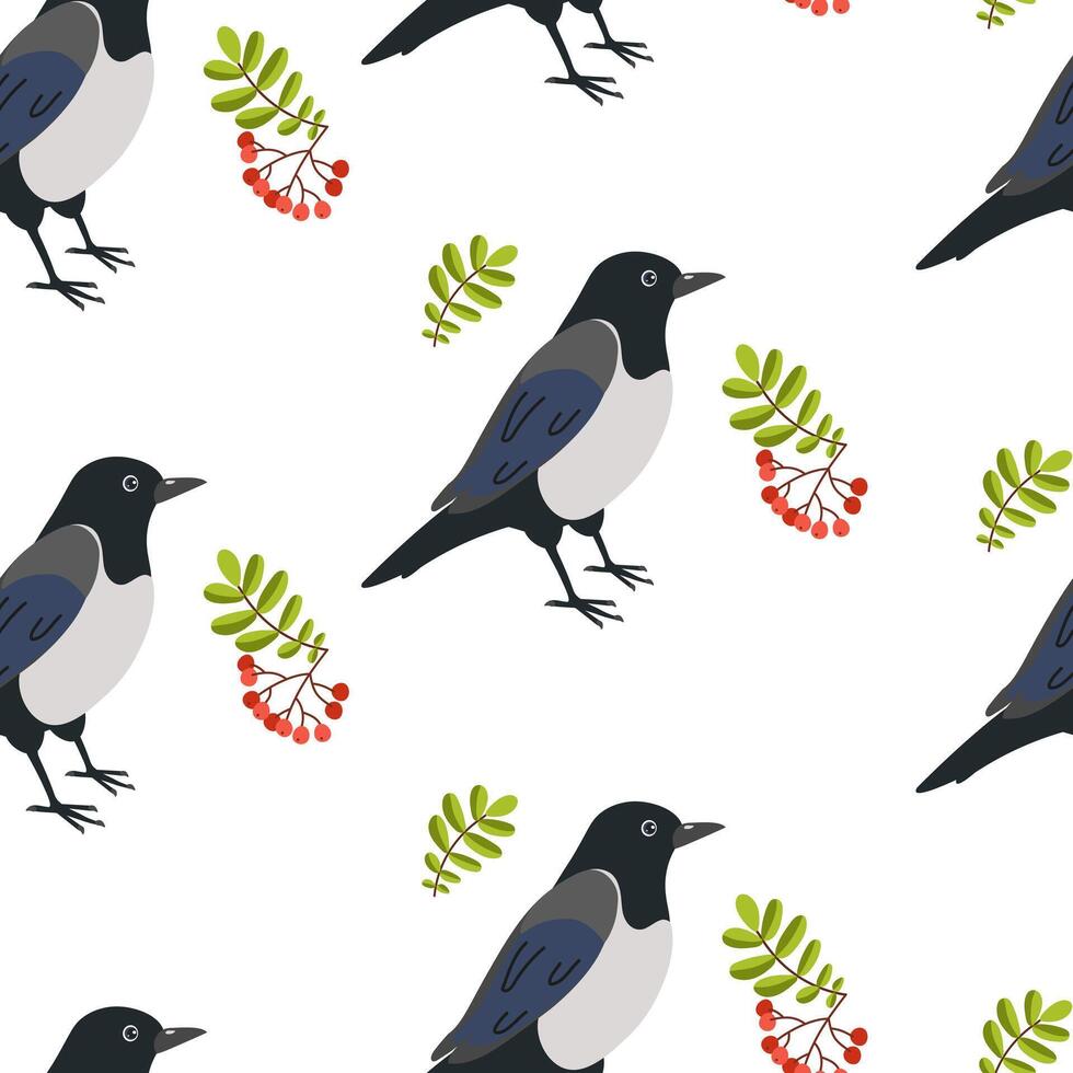 Colorful pattern design featuring stylized birds and foliage on a white background vector