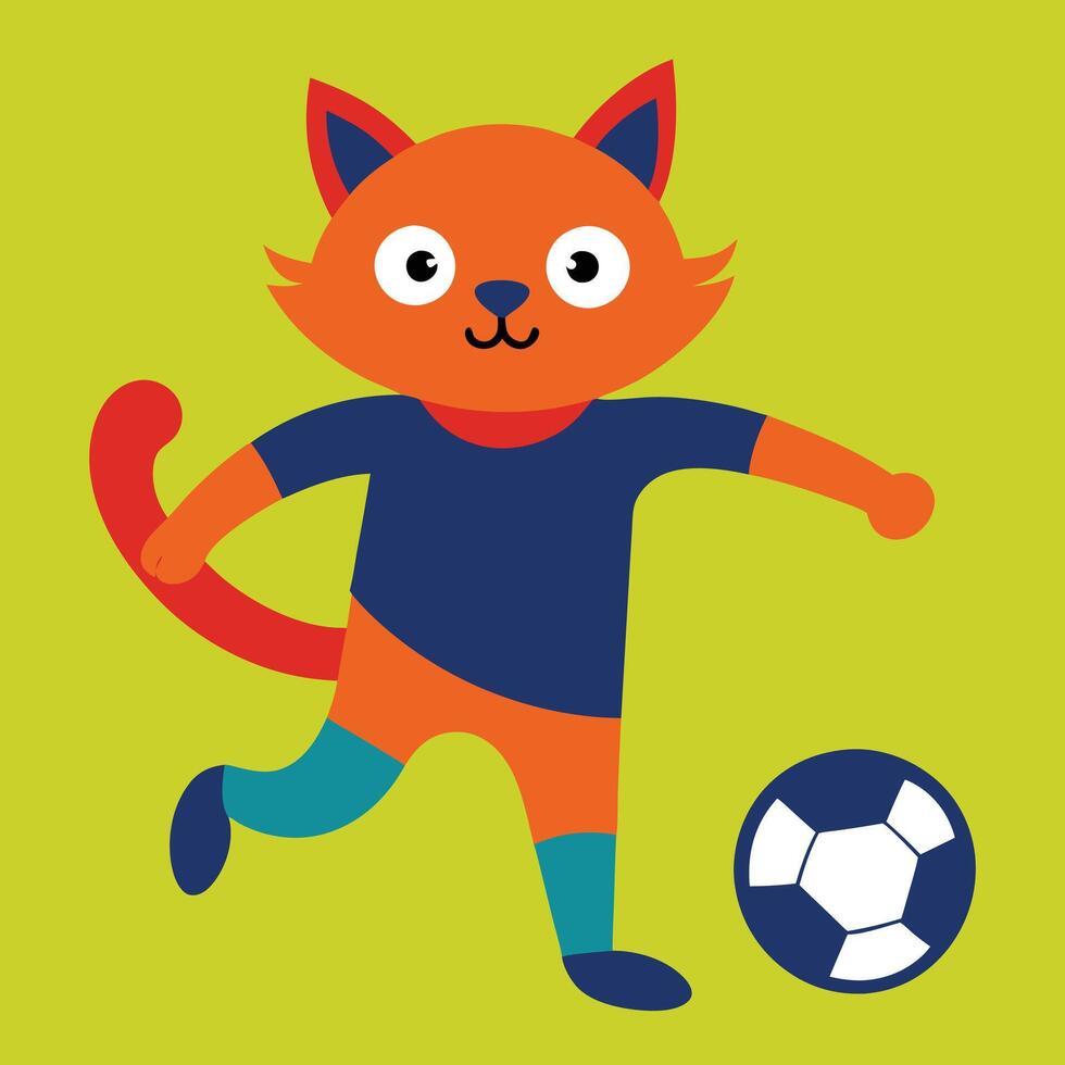 Cute cat playing football vector