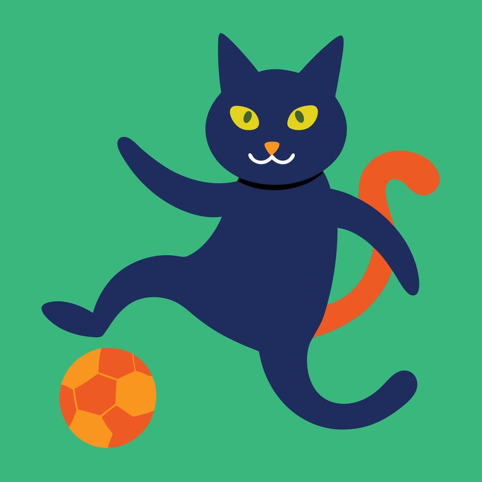 cat playing football vector