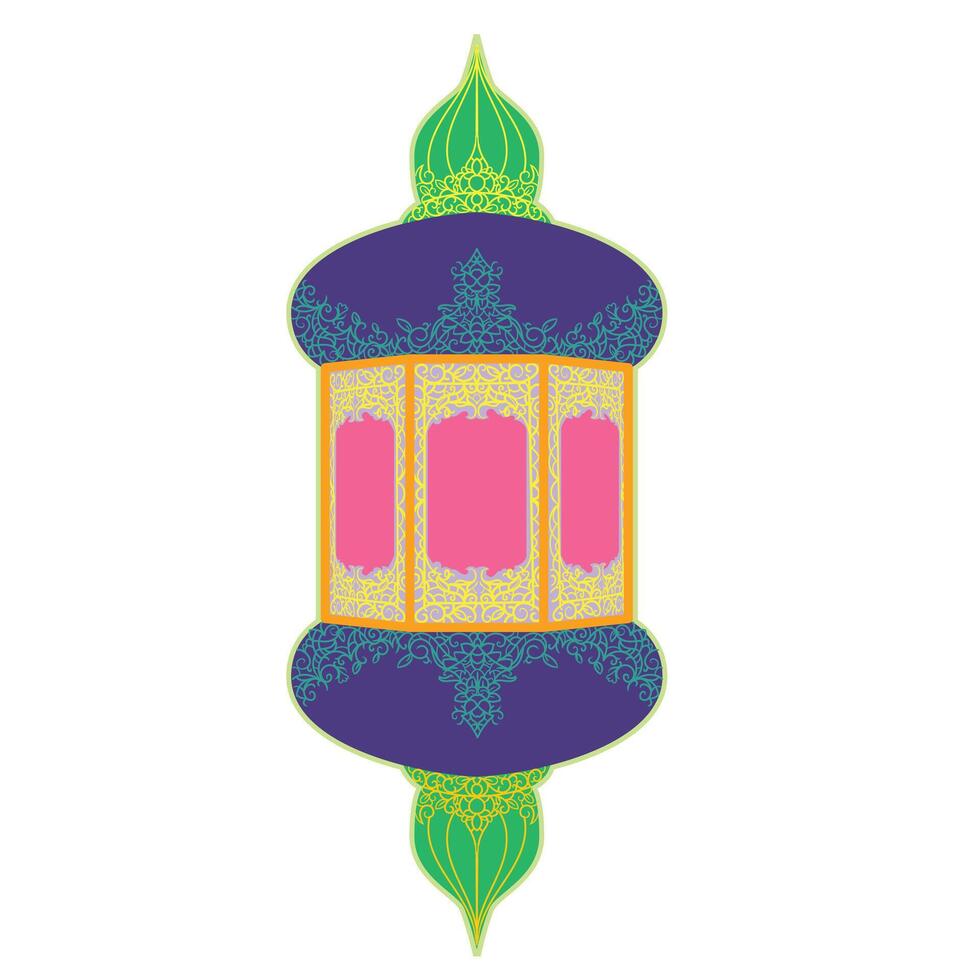 Ramadan lantern illustration with intricate, colorful ornaments creating a cheerful vibe vector