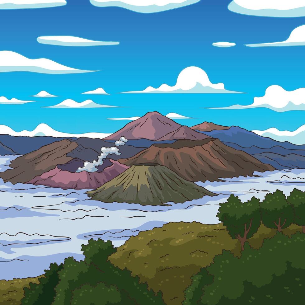 hand drawn bromo mount vector