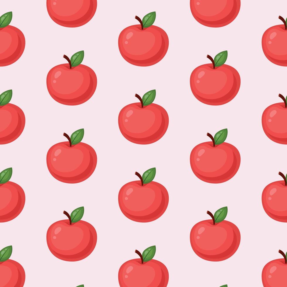 Seamless pattern ripe red apple. illustration. vector