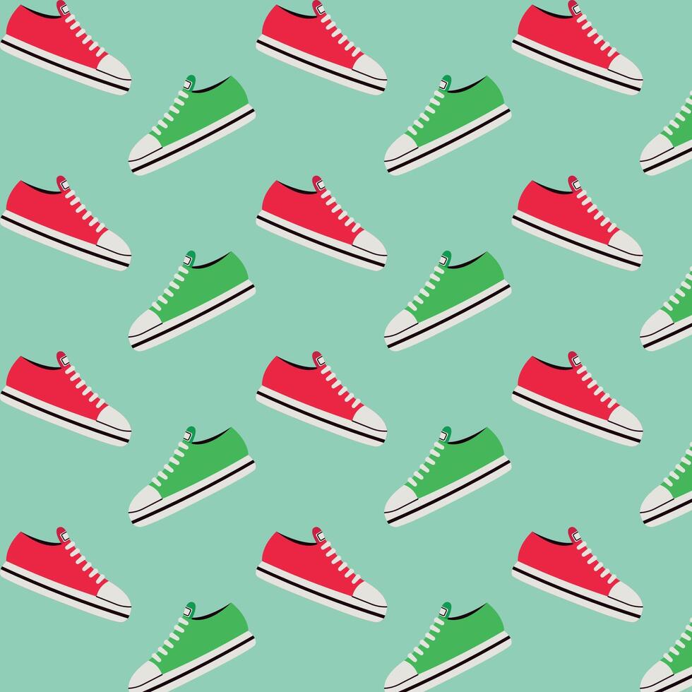 Pattern of sneakers. illustration in flat style. vector