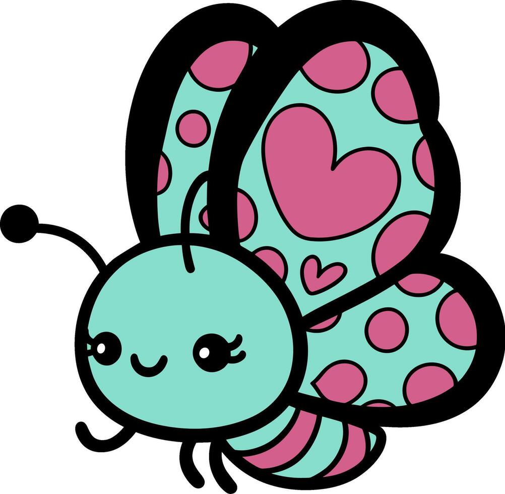 Whimsical Butterfly with Heart Wings vector
