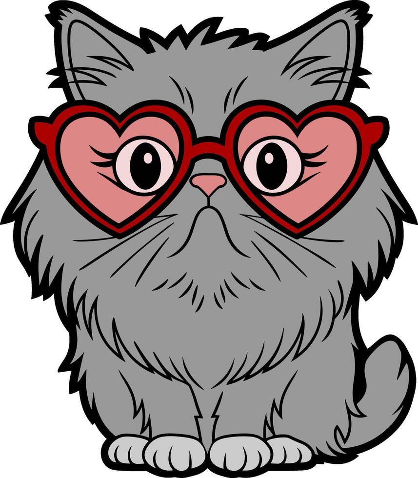 Persian Cat in Heart-Shaped Glasses vector