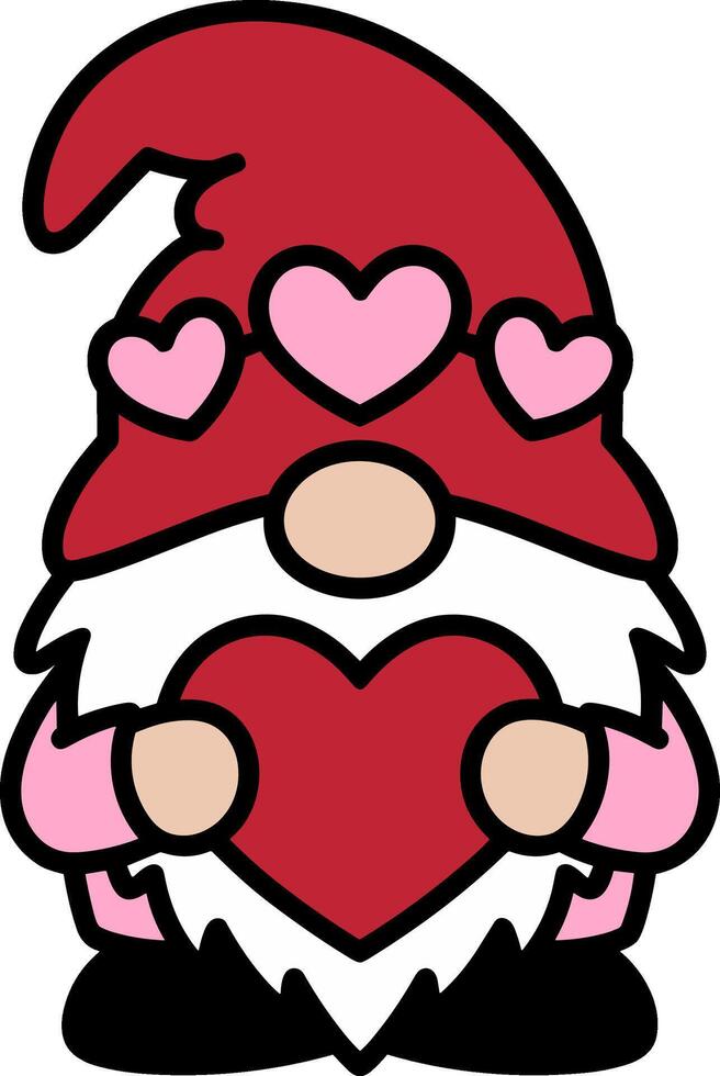 Cute Valentine Gnome Holding Heart vector