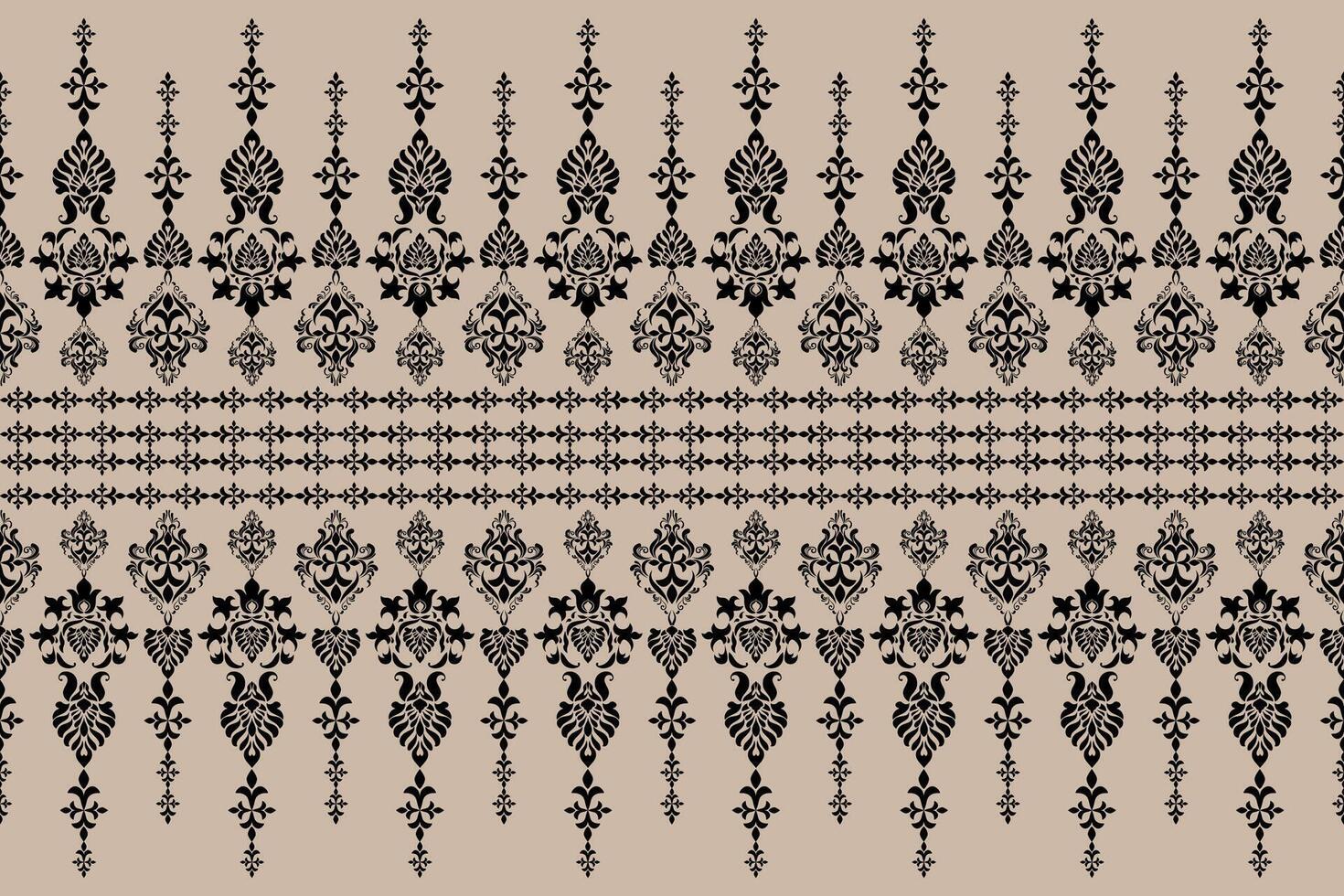 Ikat floral paisley embroidery on white background. Traditional ethnic ikat, aztec abstract pattern, seamless pattern in tribal style vector