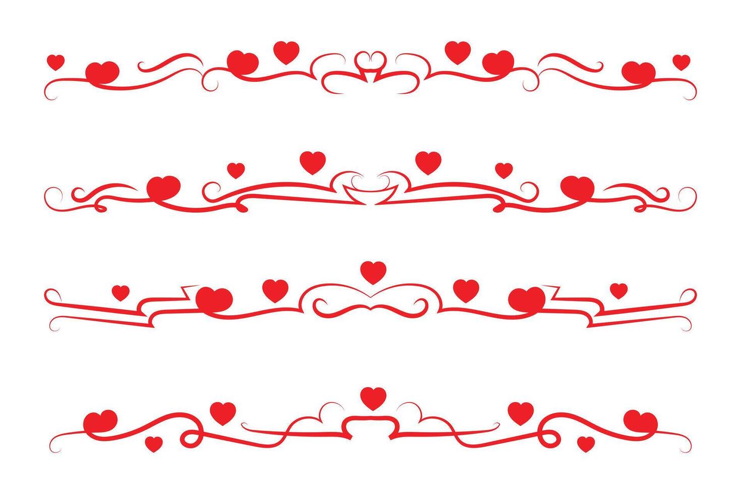 Red hearts line border vector