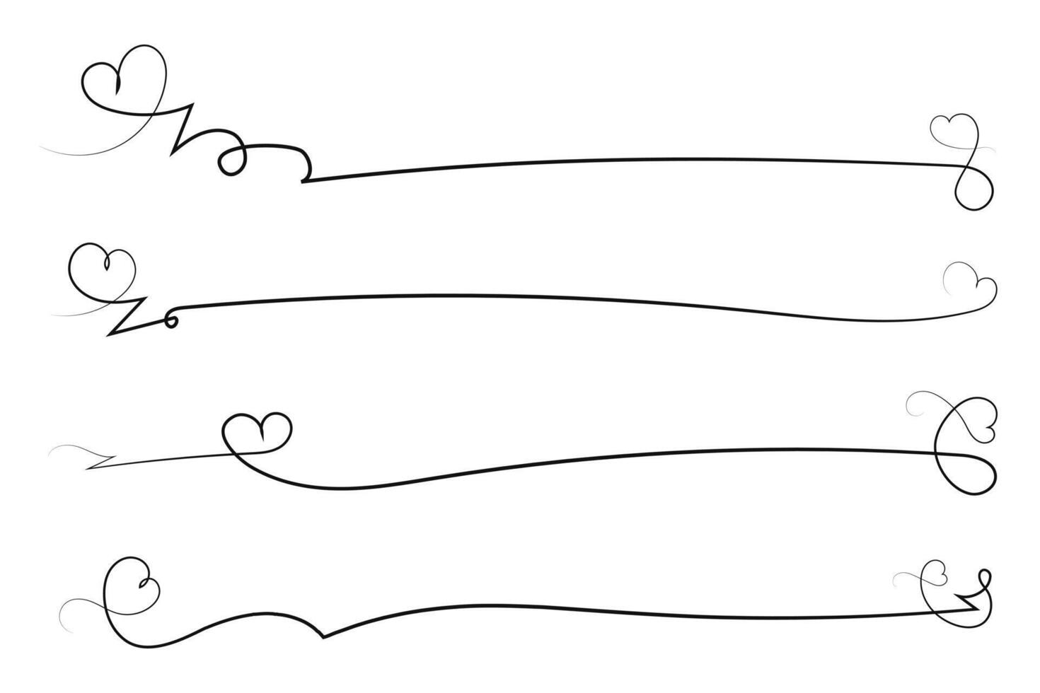 hand drawn lines with hearts divider vector