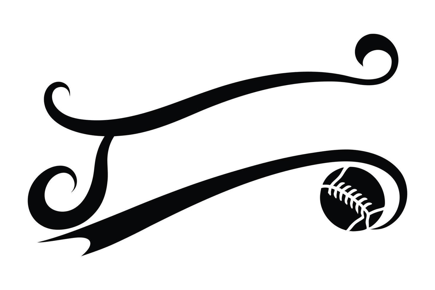 Baseball text elements curly swoosh vector