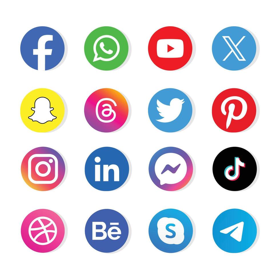 Set of social media logo on white background. Social media icon set collection. vector