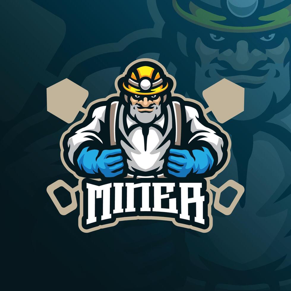 Miner mascot logo design with modern illustration concept style for badge, emblem and t shirt printing. Miner illustration for sport and esport team. vector