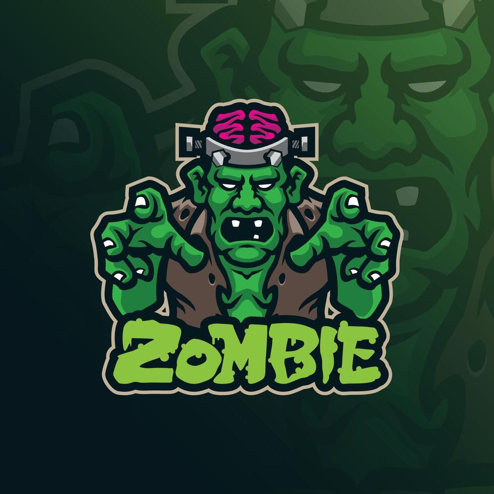 Zombie mascot logo design with modern illustration concept style for badge, emblem and t shirt printing. Angry zombie illustration. vector