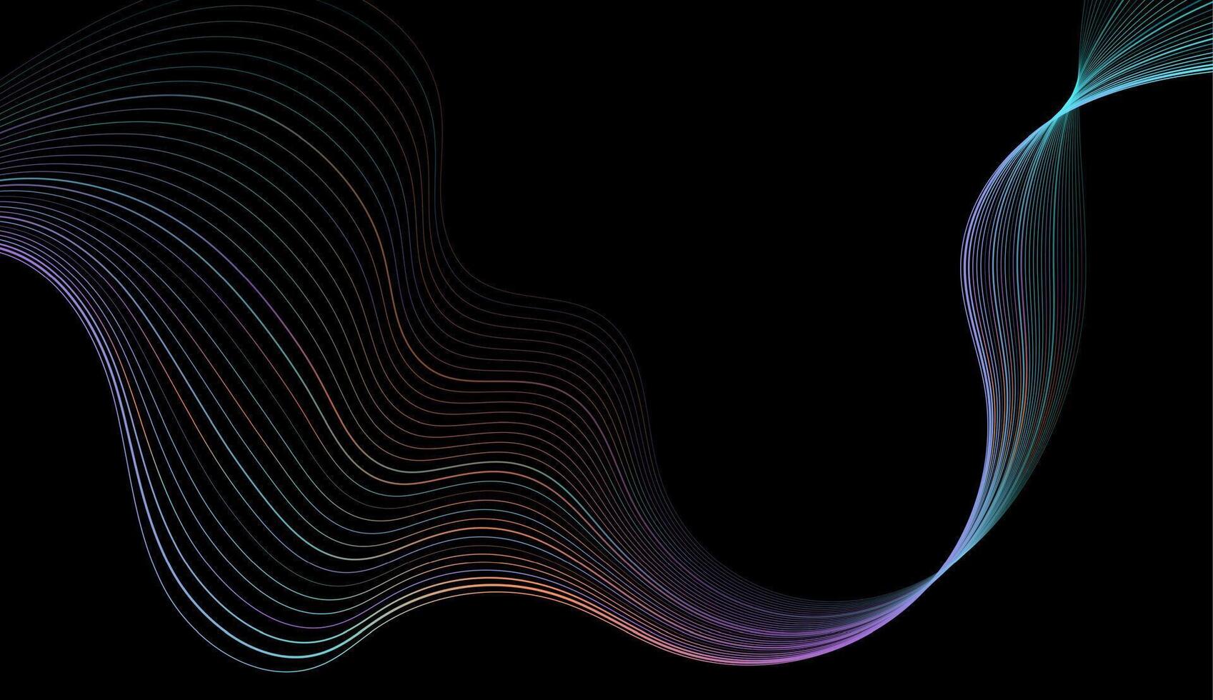 Holographic curved wavy lines abstract tech background vector