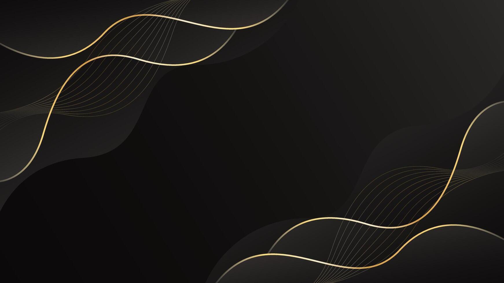 Modern black luxury background with gold lines. Dynamic wave background wallpaper vector