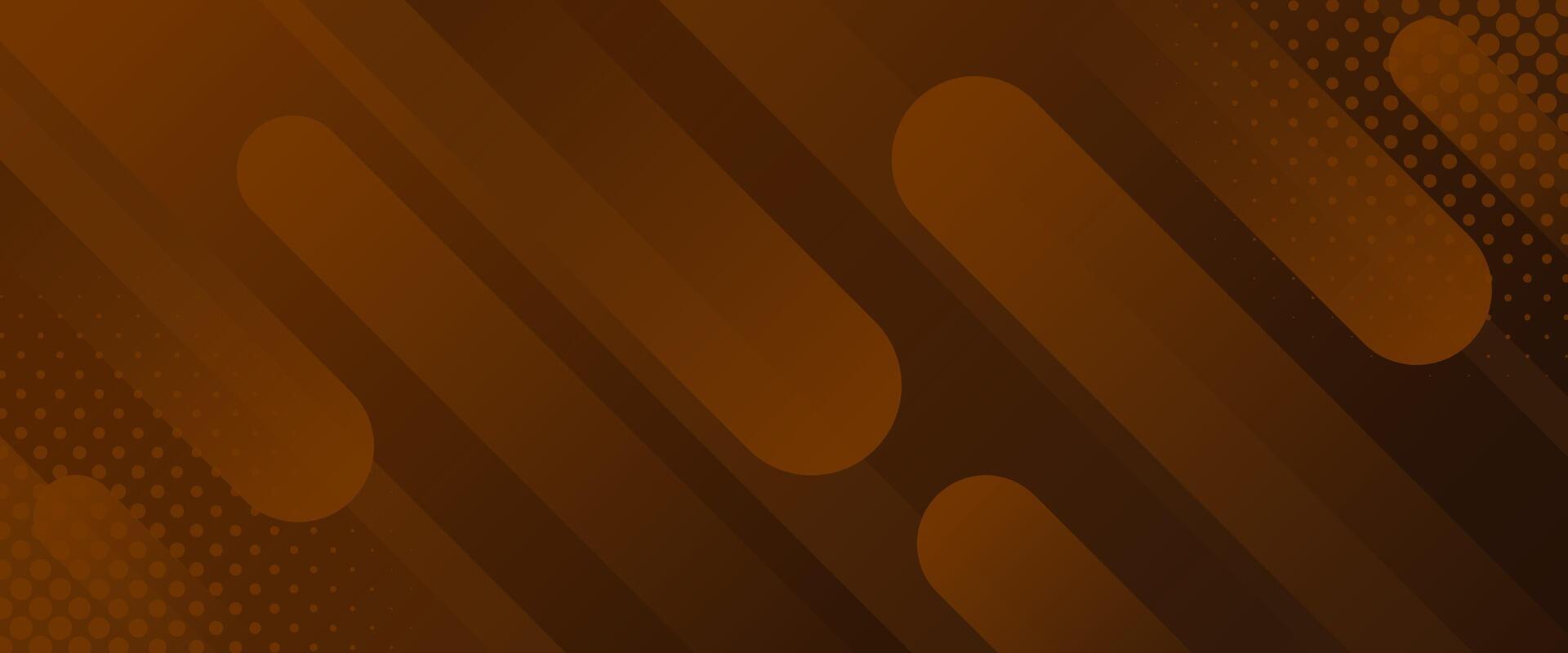 Dark brown dynamic banner background with halftone. Modern geometric wallpaper. illustration vector