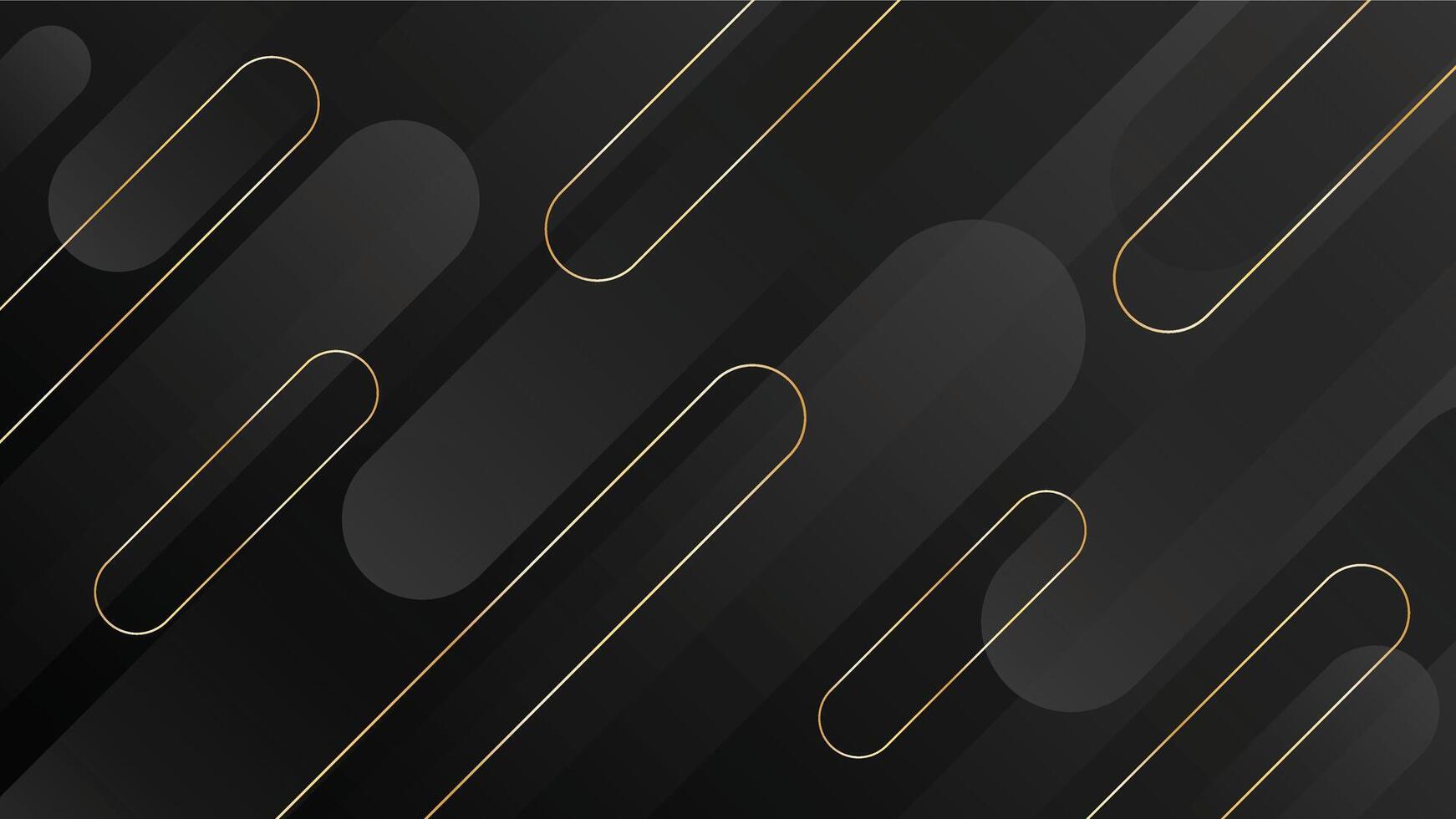 Abstract black dynamic background with gold lines. Elegant modern wallpaper. Geometric illustration vector