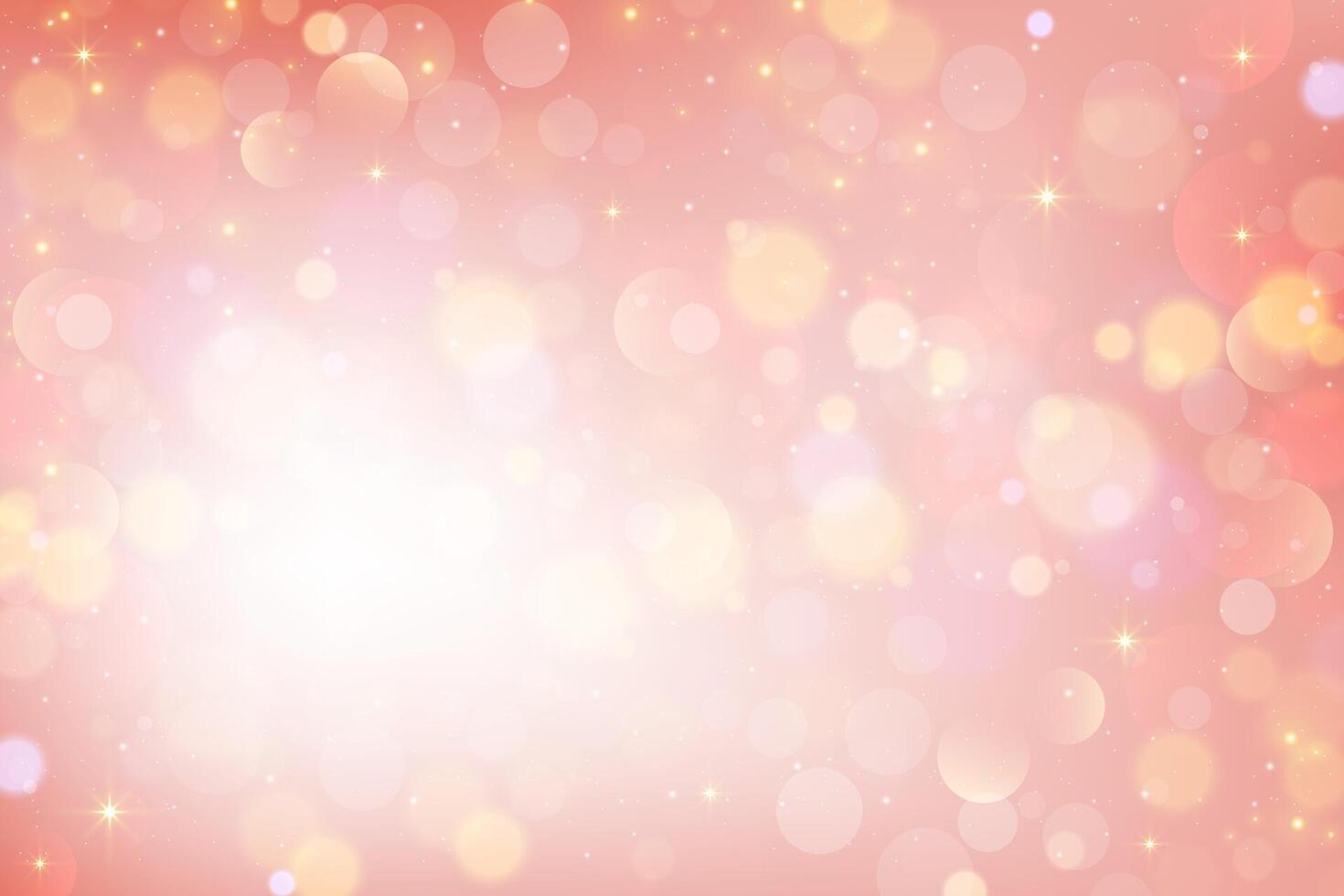 Pink sky background. Pastel dreamy glitter wallpaper with stars. Fantasy cute magic princess backdrop with bokeh. illustration. vector