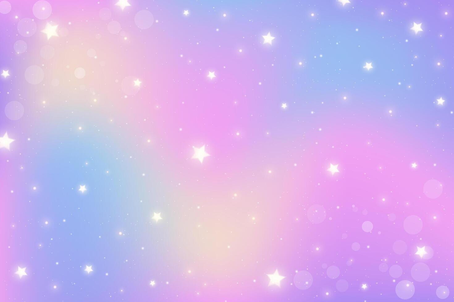 Pink unicorn sky with stars. Cute purple pastel background. Fantasy dreaming galaxy and magic wavy space with fairy light. illustration vector
