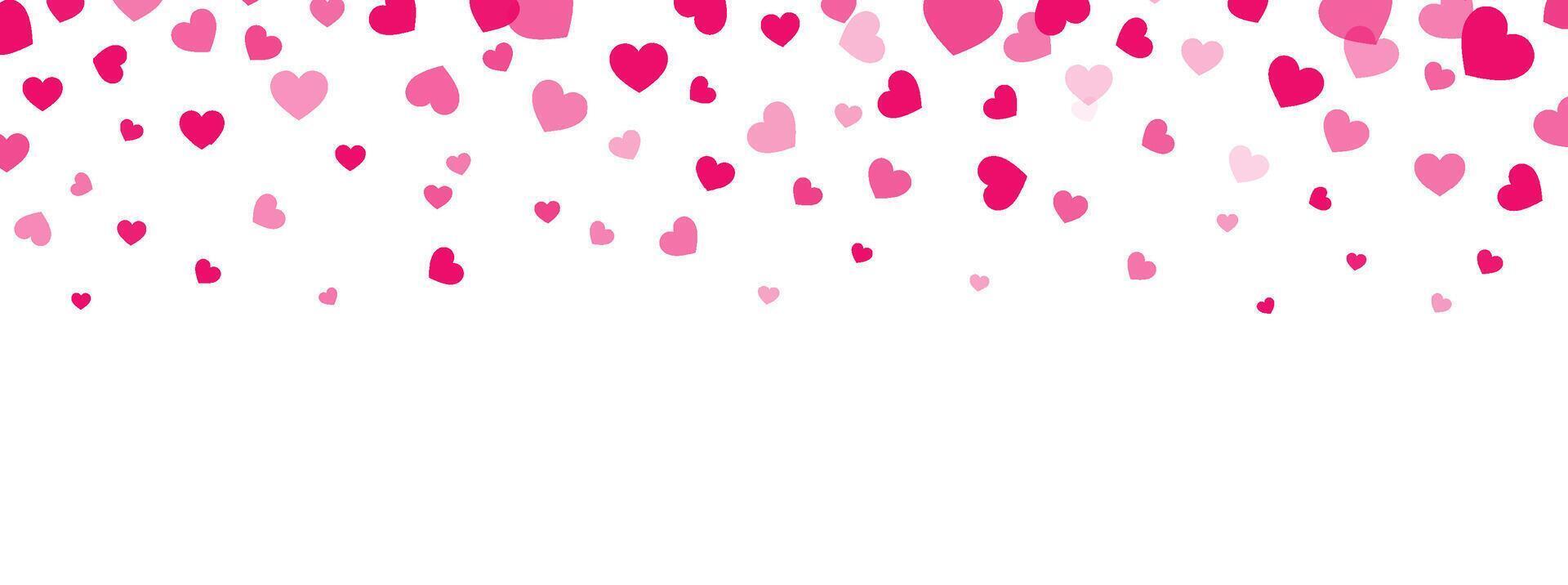 Valentine background with hearts falling. Hearts flying on white background. vector