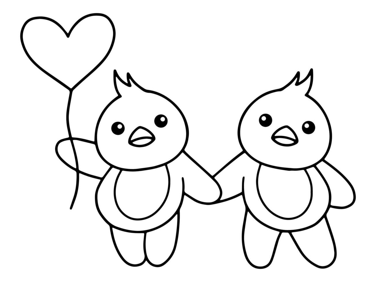 Valentines Day Chicks Holding Balloon vector