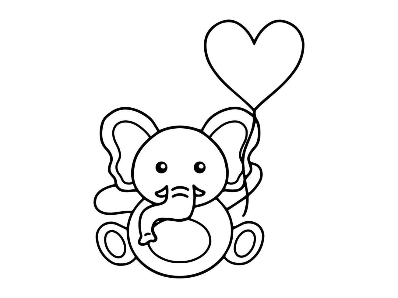 Valentines Day Elephant Holding Balloon vector