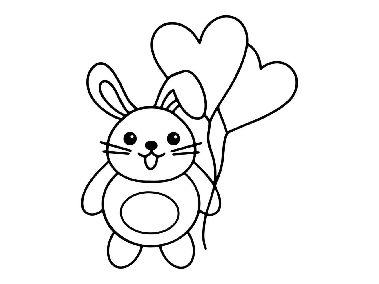 Valentines Day Rabbit Holding Balloons Outline vector