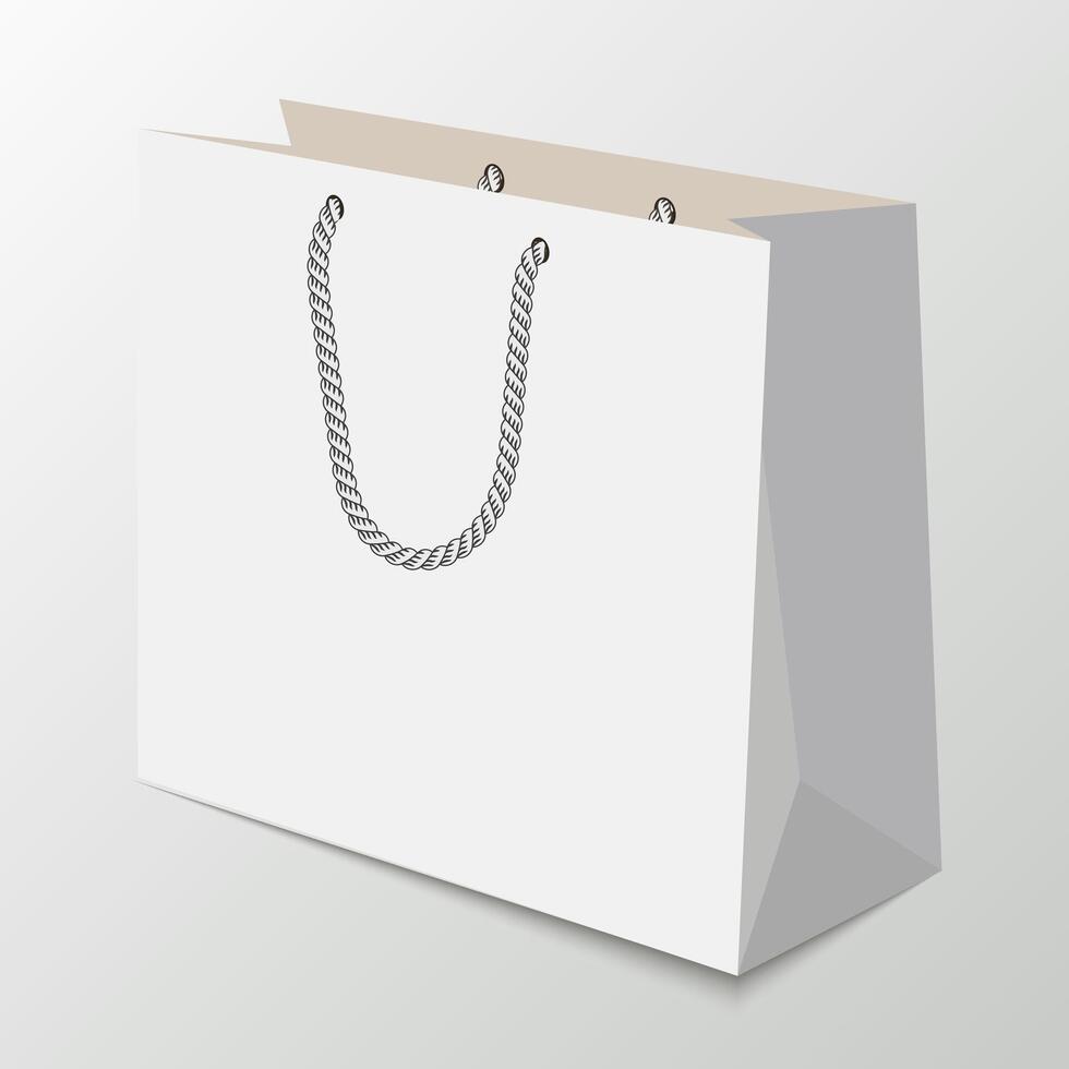 white paper bag with rope on a white background vector