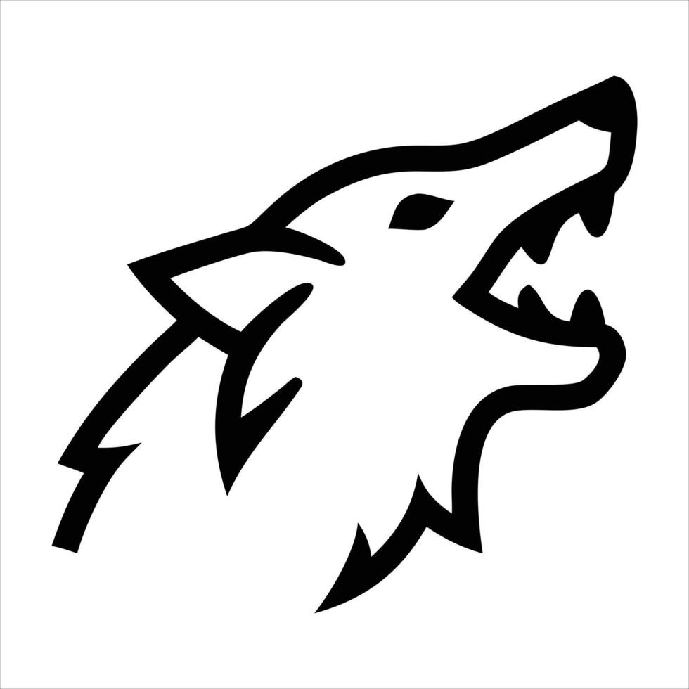 head of roaring wolf, side view vector